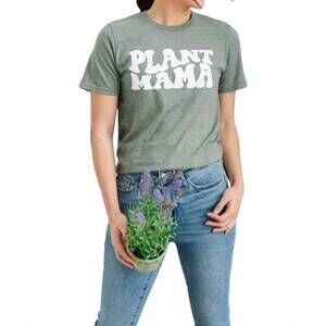NEW 123 AMORE plant mama graphic shirt in green